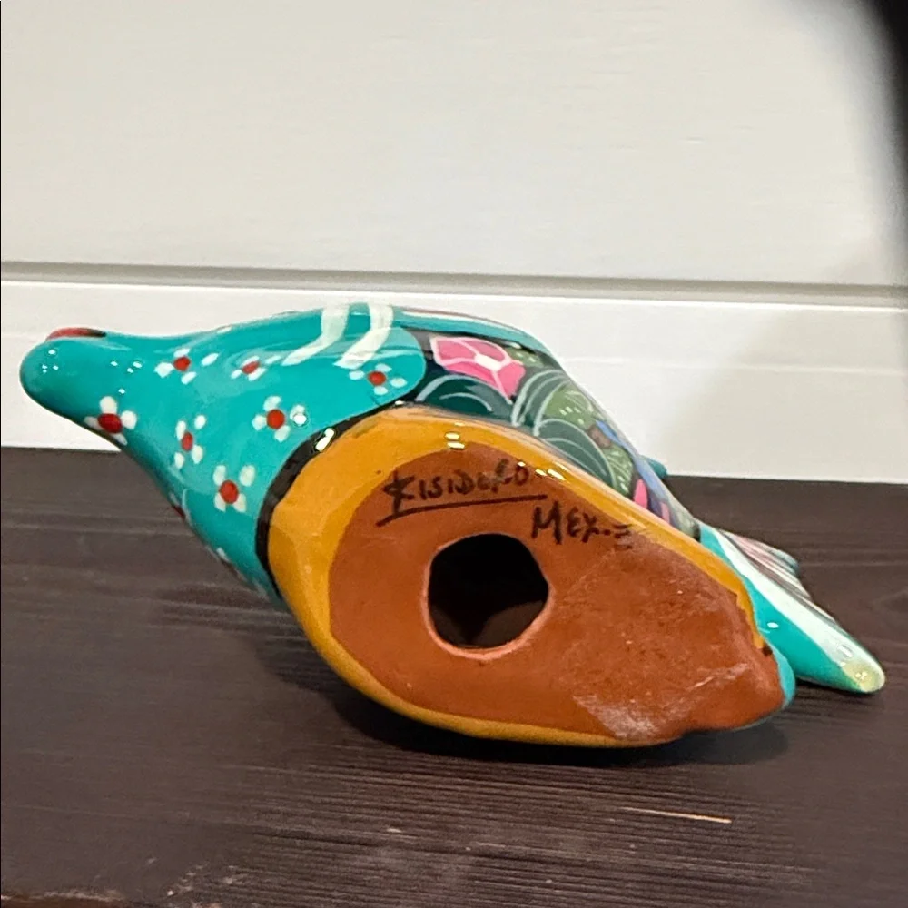 Talavera Mexican Folk Art Colorful Fish Pottery Sculpture Decor Hand Painted